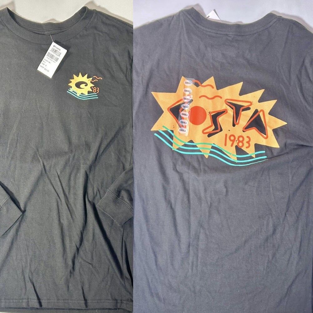 NWT Costa 83 Small Retro Design Black Surf Long Sleeve Shirt